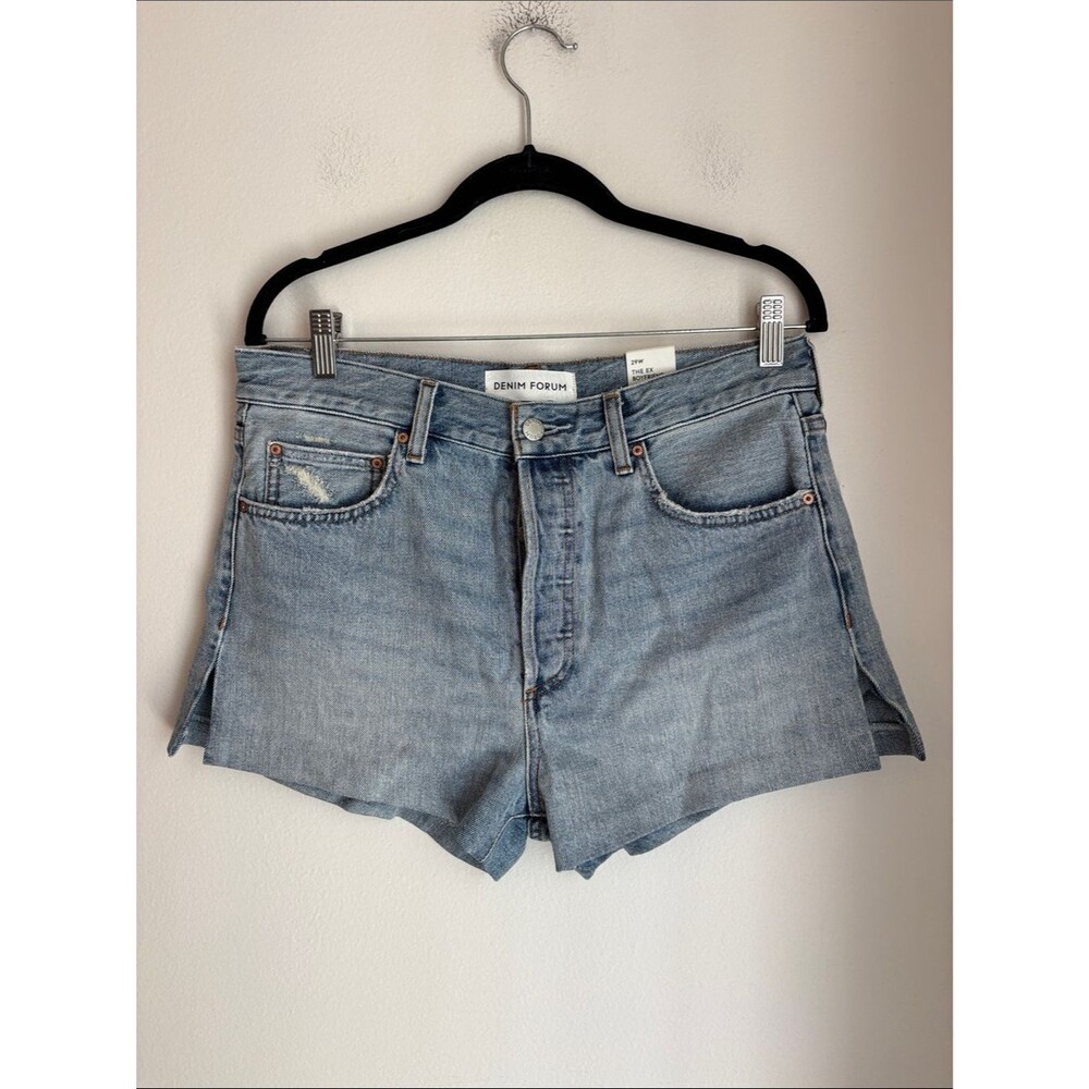 Aritiza denim forum Ex-boyfriend hi-rise micro jean shorts light Blue Distressed